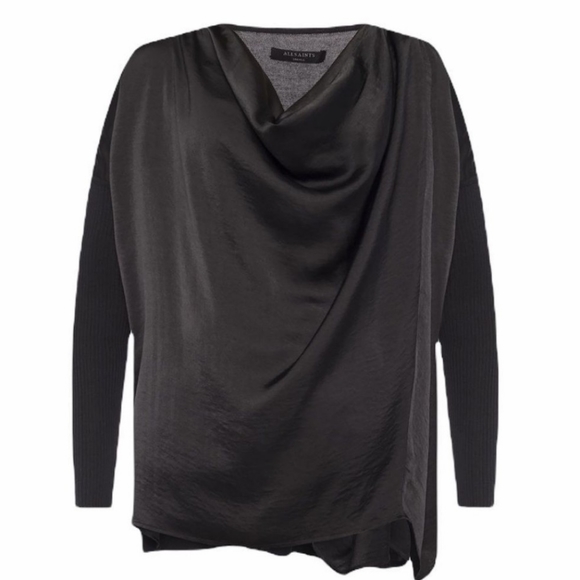 NWOT All Saints 3 Way Erma Cotton Cowl Draped Long Sleeve Sweater - Picture 4 of 12